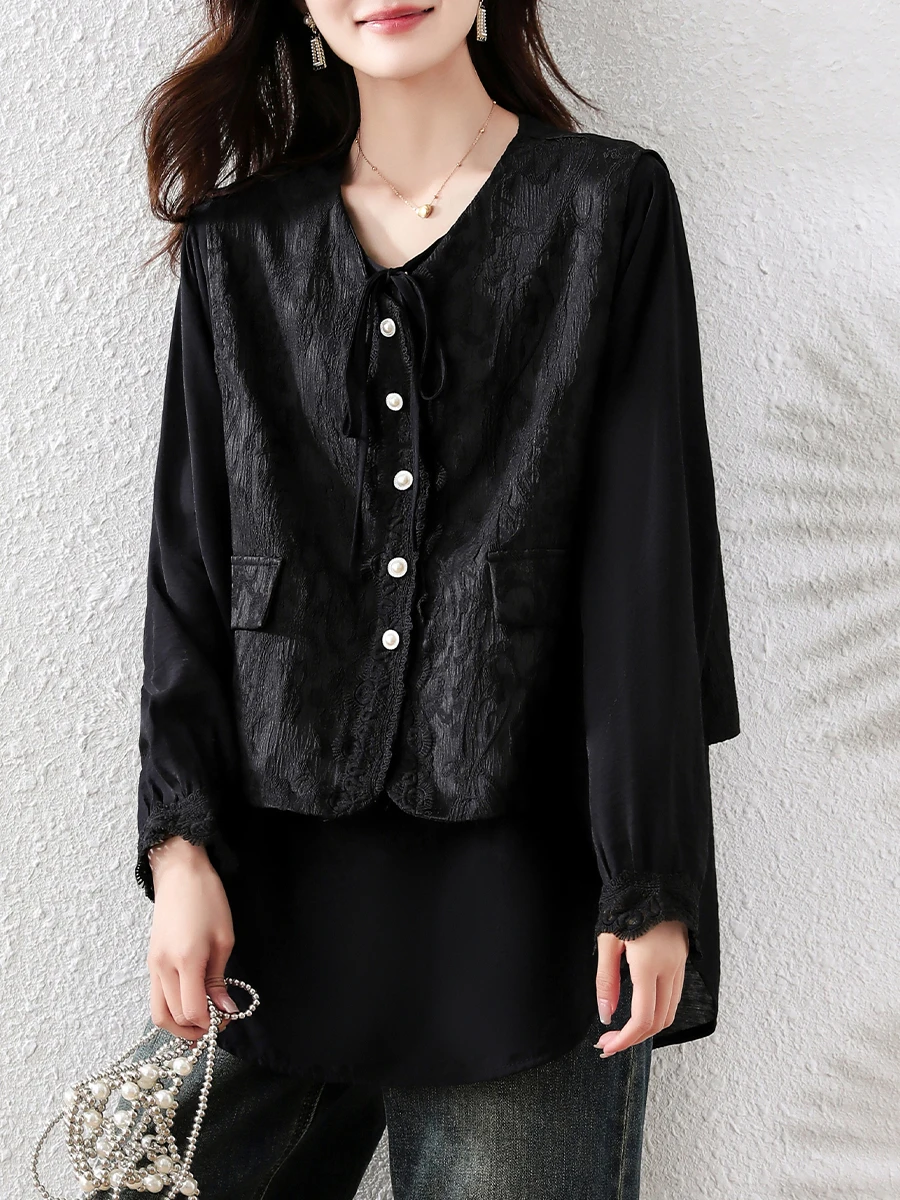 Nowa chińska luźna bluzka damska typu longsleeve, warstwa bazowa, plus size, swobodny krój, na wiosnę i jesień, nowość.