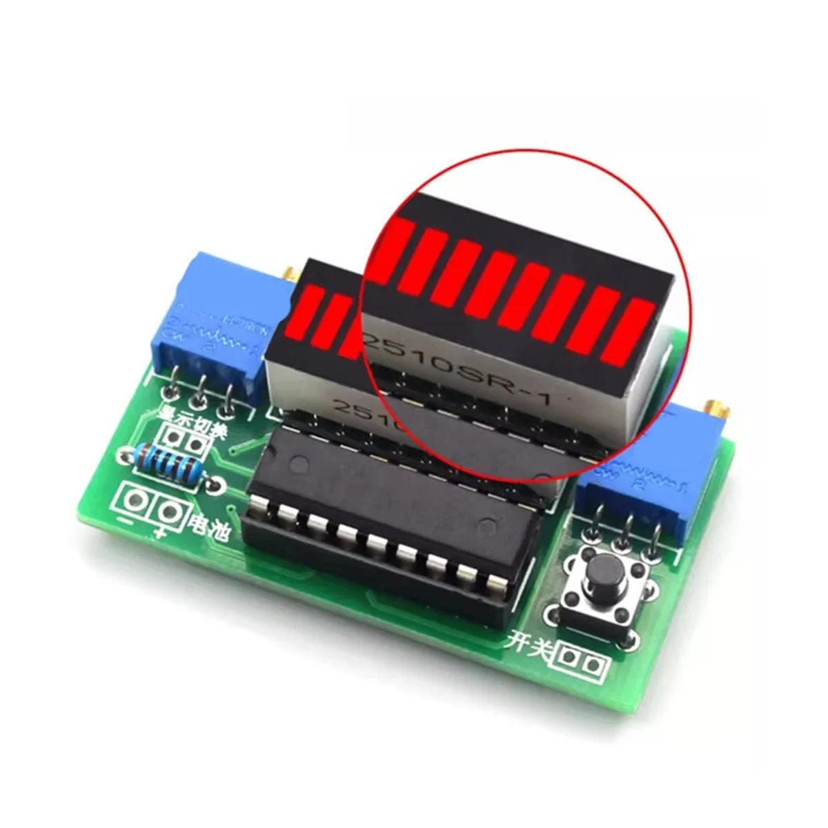 Reliable-LM3914 10 Segment 3.7V Lithium 12V Battery Capacity Indicator Module Power Level Tester LED Display DIY