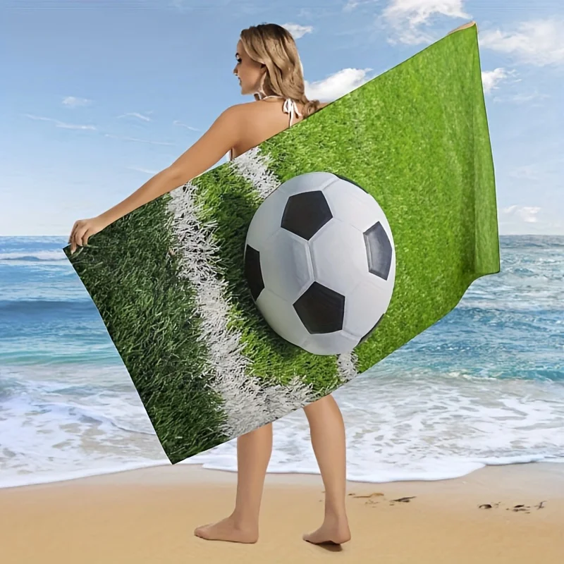 

Quick-Dry Football Print Beach Towel - Comfortable, Lightweight Polyester, Perfect For Swimming, Gym & Camping, 59" X 29