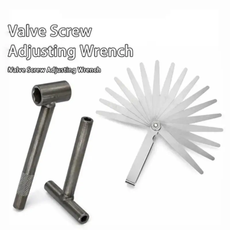 Stainless Steel Tapet Set 0.02-1.00mm Feeler Gauge Tune Up Set High-Precision Caliper T-Type Wrench Set Of 2 Pieces