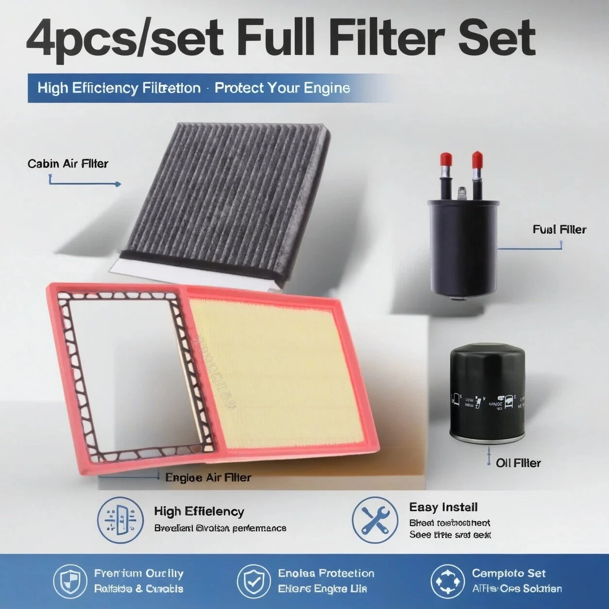 3-4pcs Filter Set For MG ZS 1.5 2017-2022 SAIC ROEWE RX3 1.6 LOMEMO Hybrid 2023 AC Cabin Engine Air Oil Filter Accessories Parts