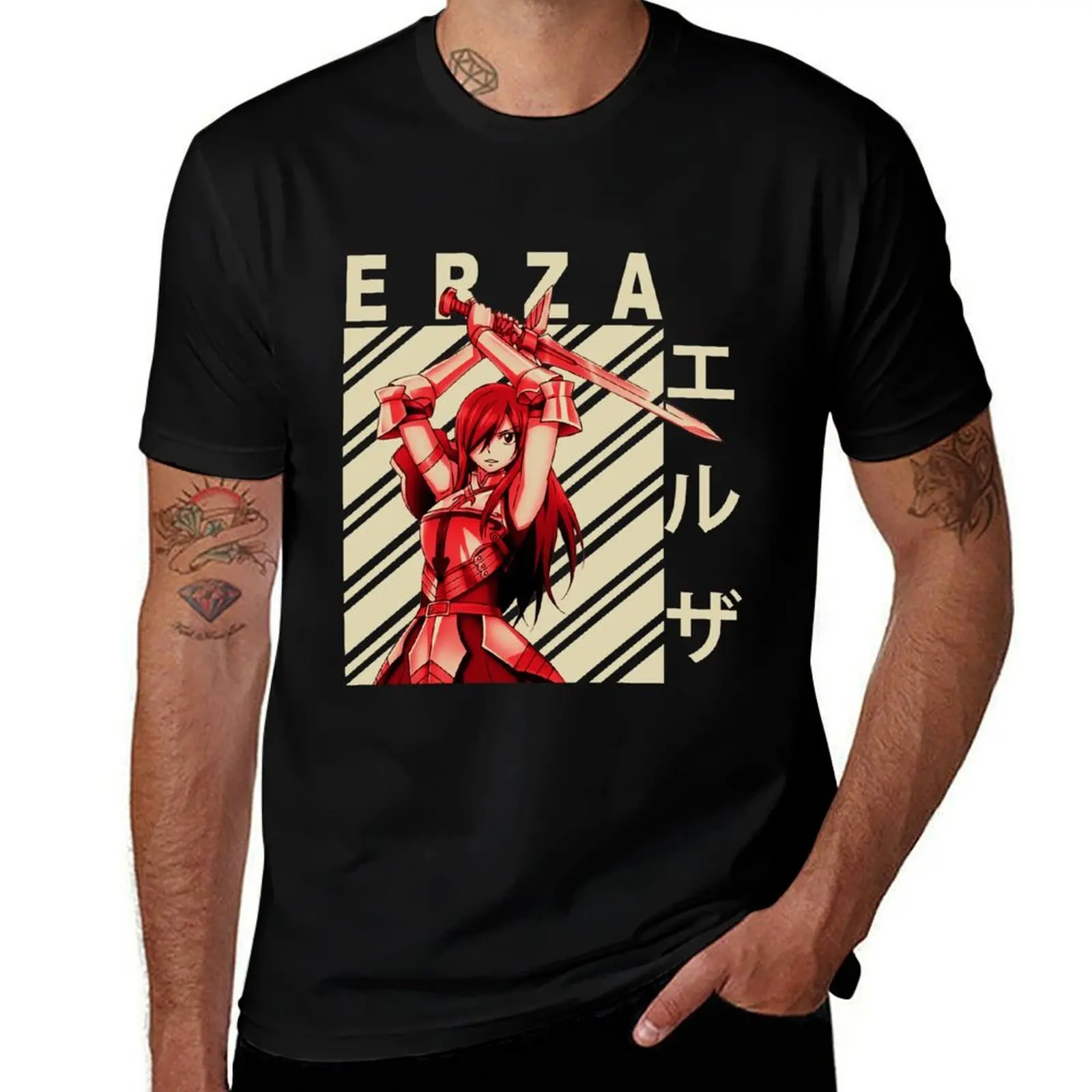 

Erza Scarlet - Vintage Art T-Shirt Simple Solid Color Crew Neck Tee
