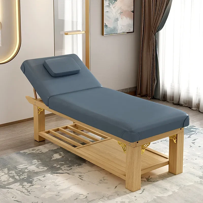Wholesale Solid Wood Massage Bed for Beauty Salon Shampoo Body Treatment with Hole Soft Moxibustion Therapy Table