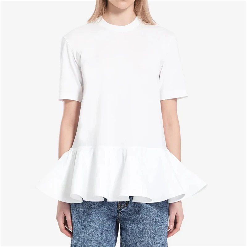2026 Summer New Women's Heavyweight 3D Quilted Umbrella Edge Short-Sleeve T-Shirt High-Quality Fashionable Casual A-Line Top
