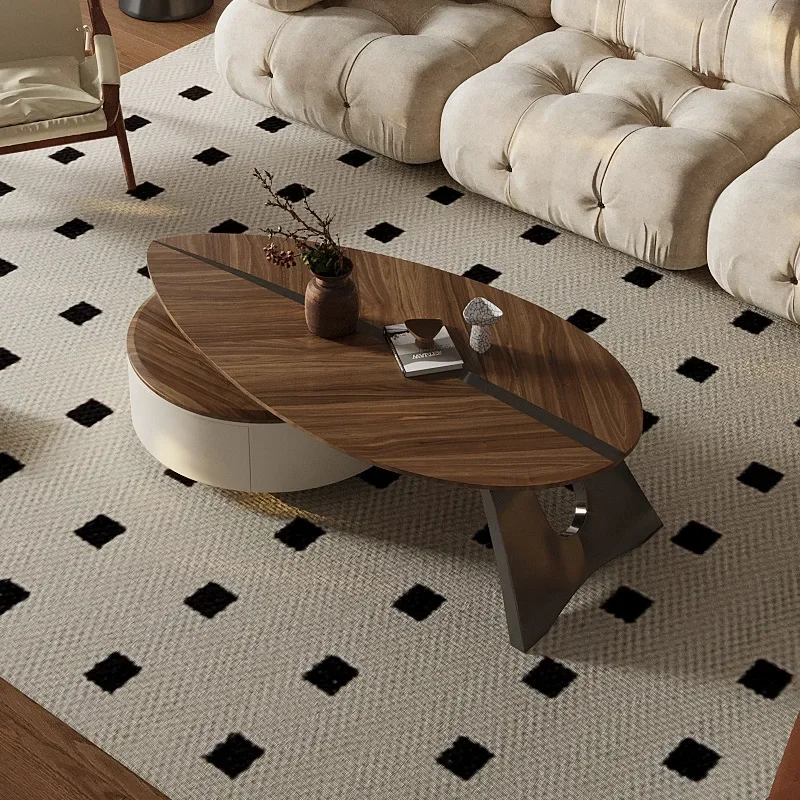 New walnut special-shaped leaf coffee table size apartment living room household table
