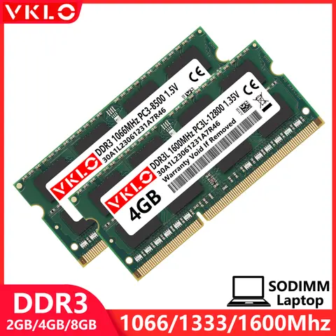 DDR3 DDR3L 2GB 4GB 8GB Laptop Memory Ram PC3 1.5V 1066 1333 1600 1866Mhz PC3L 1.35V 8500 10600 12800 Sodimm Notebook Memoria Ram
