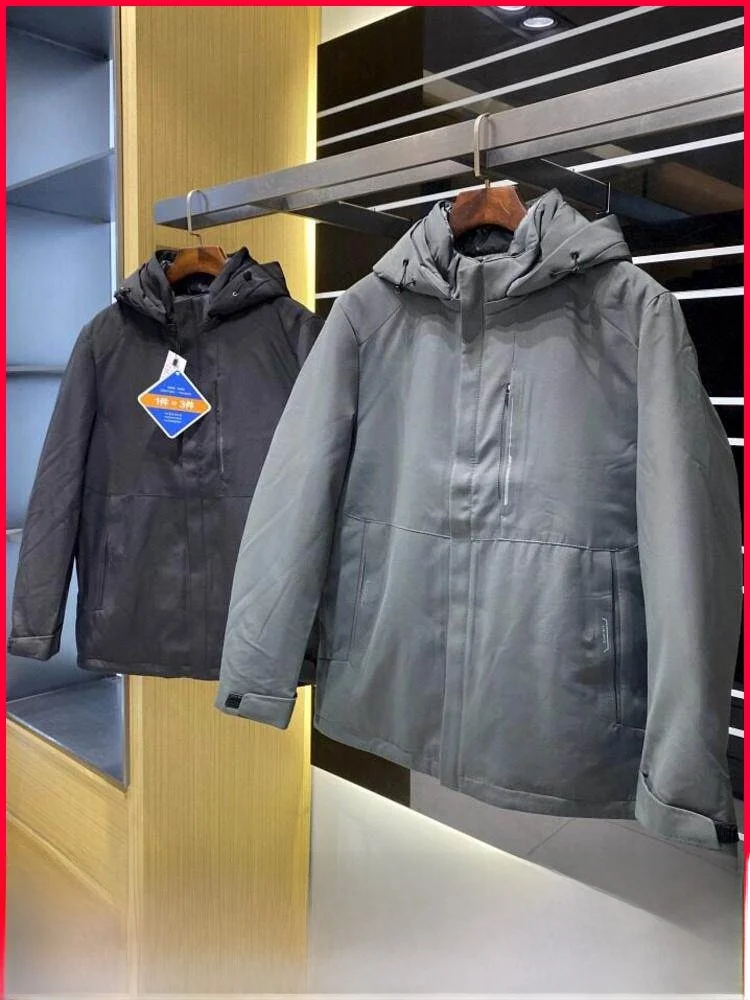 

Three-Way Wearable Winter Jacket for Men Durable down Filled Workwear Style Mid-Length Coat Warmth And Style Combined