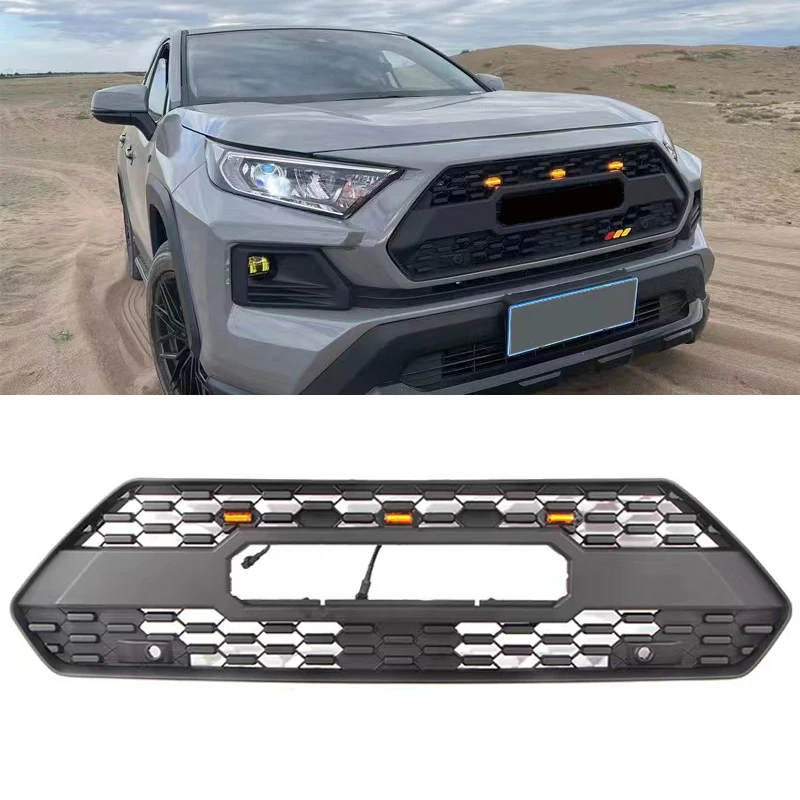 

LED ABS Black Front Car Grill for Toyota RAV4 Adventure 2019-2022 Radiation Racing Grille Bumper Mask Mesh Cover Auto Accessory