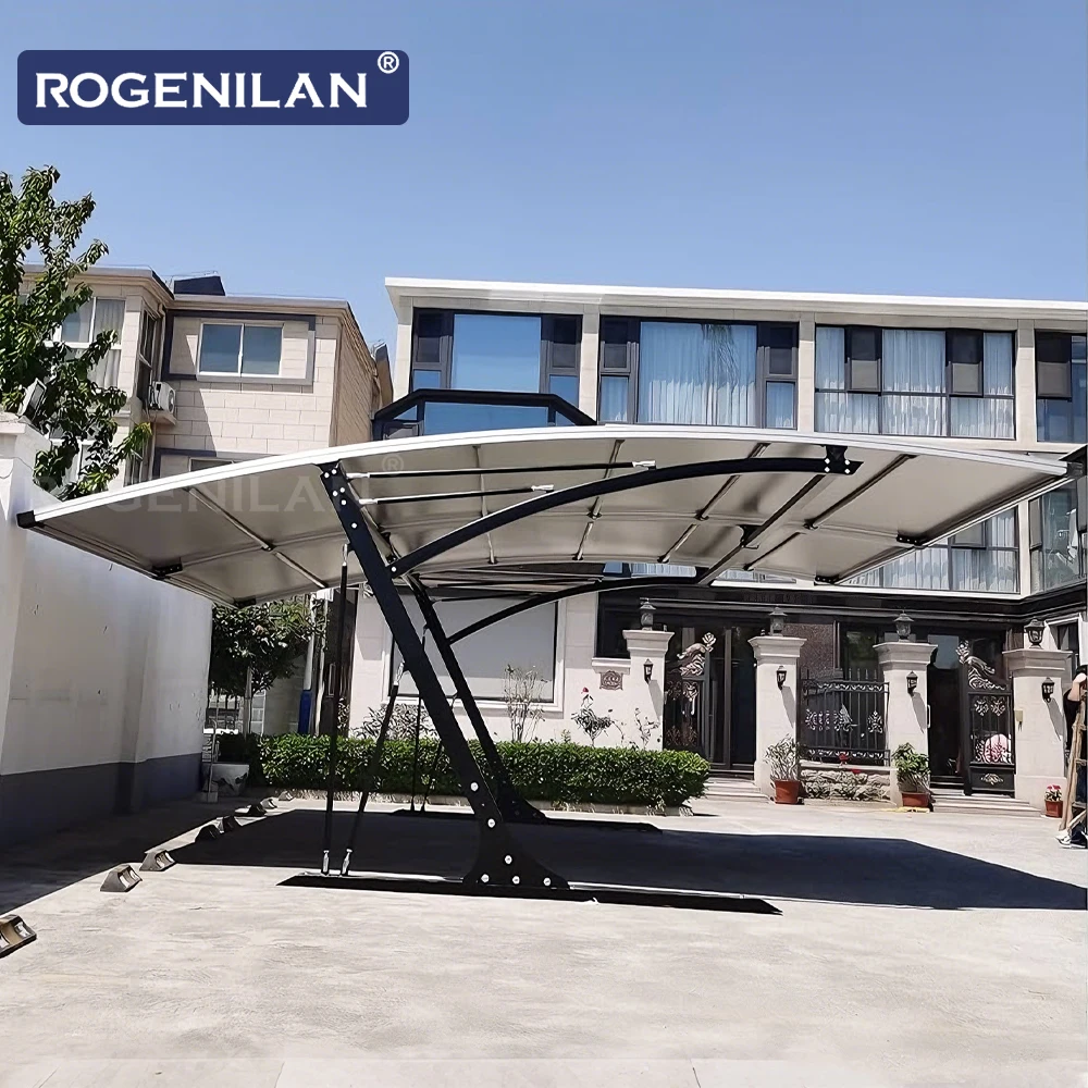 Sturdy Aluminum Structure Carport Outdoor Waterproof Carport Arched Roof Carport Fixed Roof Attached Shed Shelter