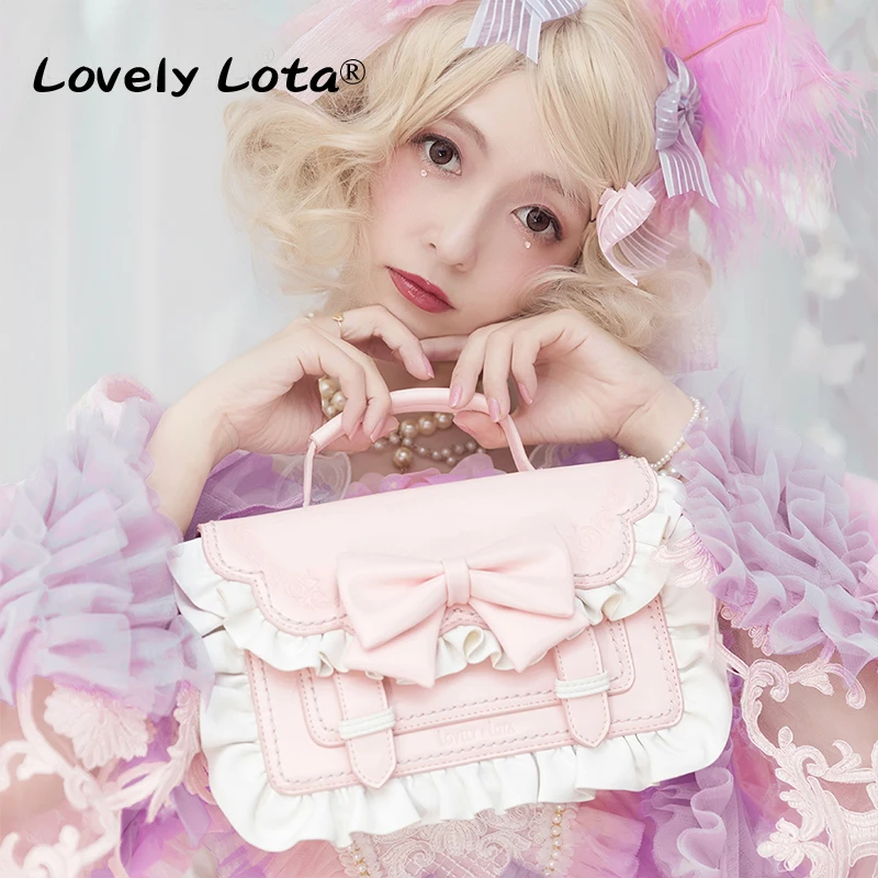 2025 Lolita Bag Girls Elegant Bow PU Shoulder Bags New JK Uniform Crossbody Bag Sweet Cute Ruffles Handbag Bolsas Mujer