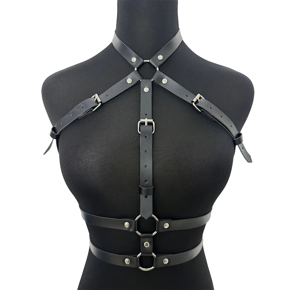 여성 섹시한 하네스 벨트 가슴 하네스 코르셋 가죽 란제리 바디 하네스 Bdsm 속박 란제리 펑크 고딕 페티쉬 의류