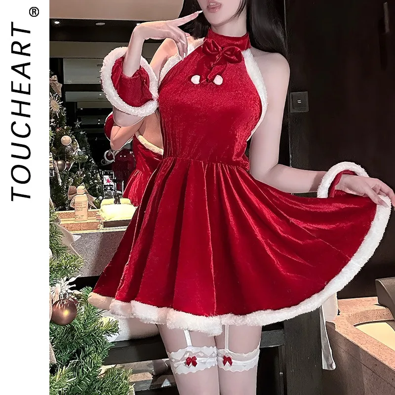 

Toucheart Christmas Erotic Bunny Outfit for Cosplay Velvet Sexy Uniform Slim Seductive Intimate Romantic New Year's Jersey Set