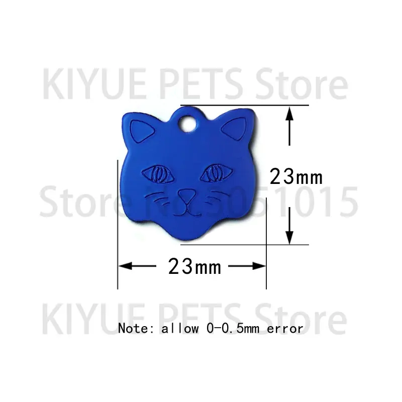 20Pcs Customized Engraved Dog Aluminum ID Tag Personalized Cat Face Shape Print Pet Name Plate Puppy Lable Phone No.