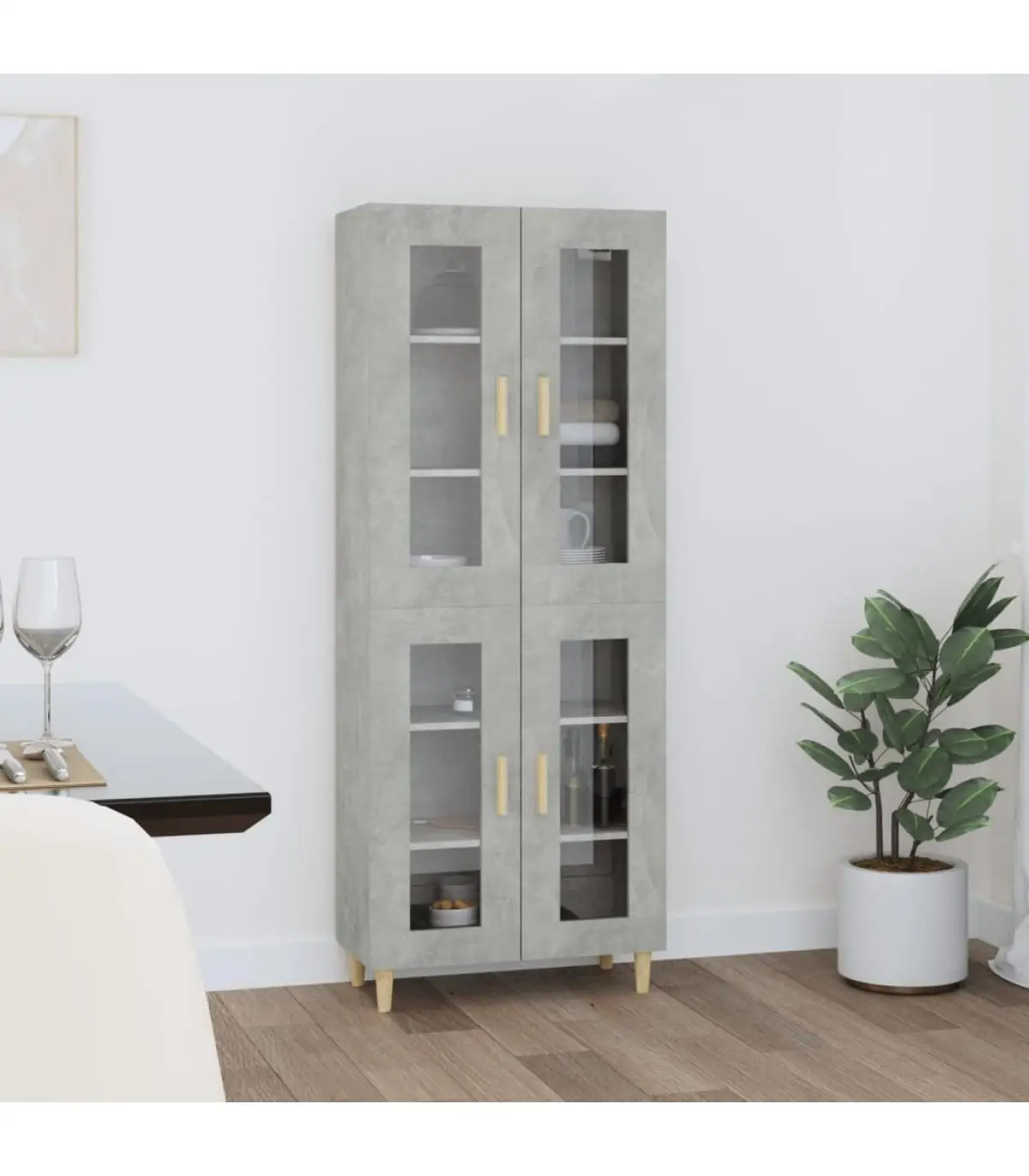 Sideboards high sideboard concrete gray plywood 69,5x34x180 cm