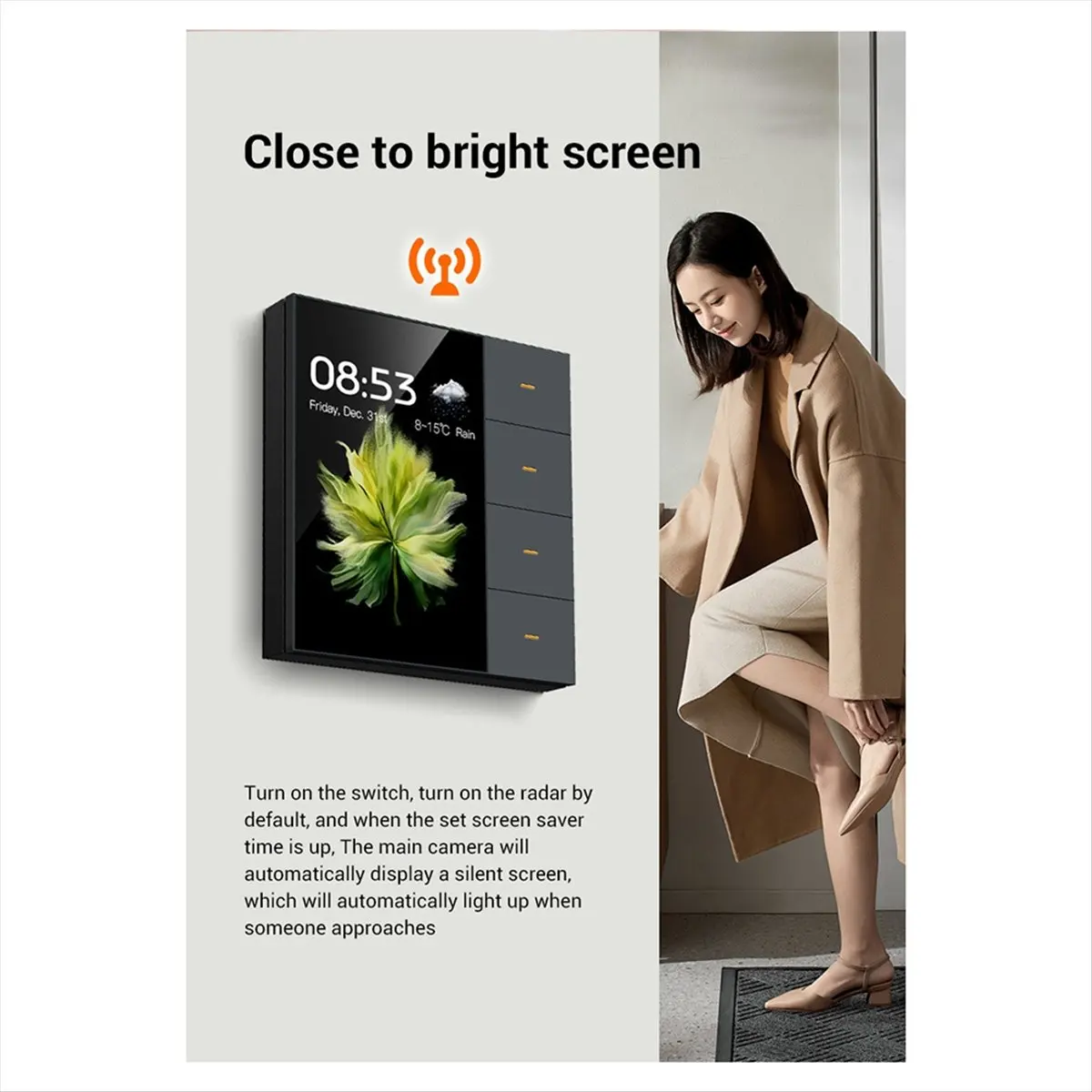 Fits for 3.5 Inch Smart Wall Switch Touch Screen 4 Groups Switch 8-Way Scene Radar Sensor Dimming Switch Curtain Tuya Zigbee B