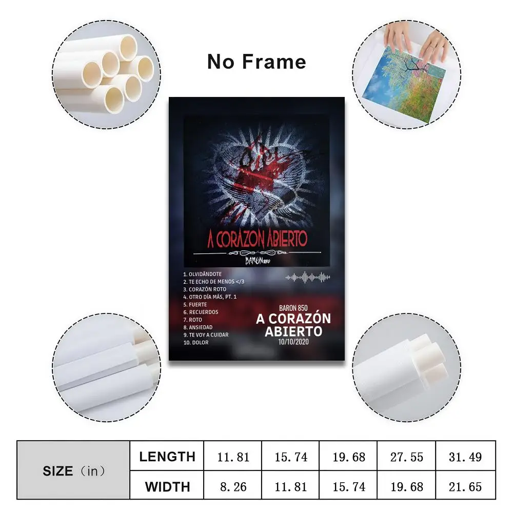 Baron850 Poster Peelable Self-Adhesive Album Cover Stickers, Frameless Wall Art for Singer Band Pop Rap Bedroom