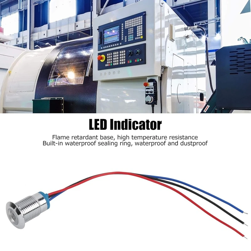 AB46-Pre-Wired LED Indicator 12Mm 12V‑24V Dual Colors Common Anode LED Light (Red Blue), Buttons And Indicators