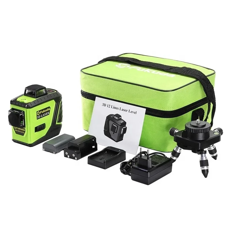 MW-93T-2-3GX 360 Degree 12 Line Green Light 3D Laser Level, Diagonally Locked Cross Bearing Shock Resistant