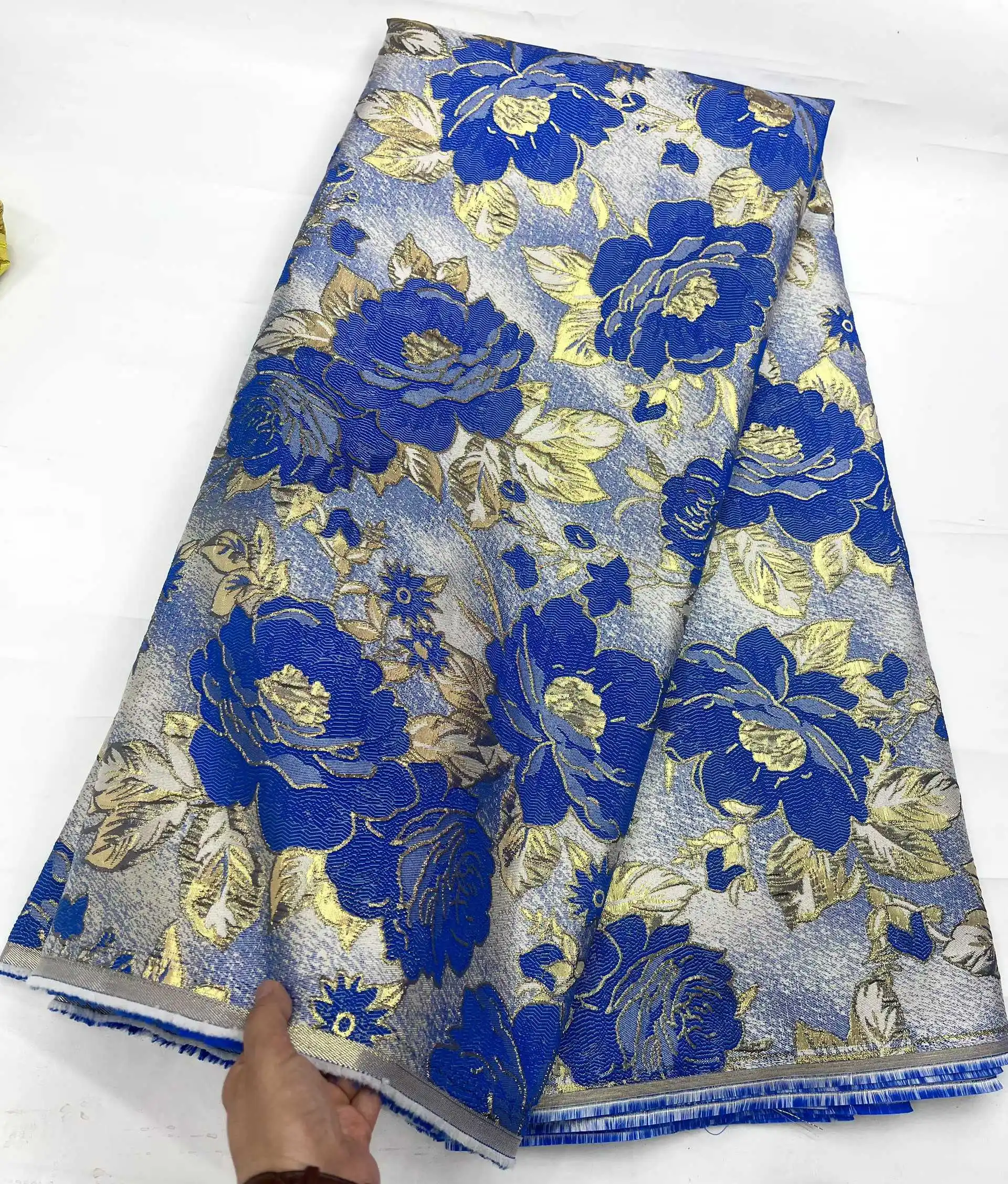 

Luxury African Damask Jacquard Lace Fabric 2025 High Quality 5 Yards Nigerian Brocade Lace Fabric for Women Sewing Dress Party