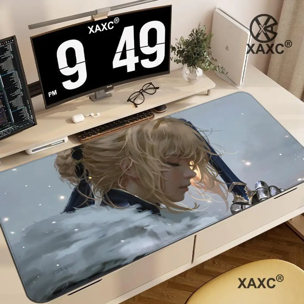 

Коврик для мыши с изображением аниме-девушки Сэйбер из Fate Stay Night, большой коврик для клавиатуры и мыши, нескользящий резиновый игровой коврик для мыши, коврик для ноутбука