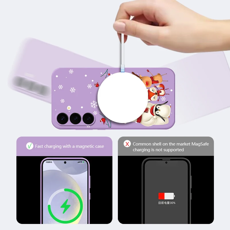 عيد الميلاد الدب المغناطيسي قضية الهاتف لسامسونج غالاكسي S25 S24 الترا S23 S22 زائد S24 FE A17 A56 A55 A16 A15 A36 لينة غطاء من البولي يوريثان #4