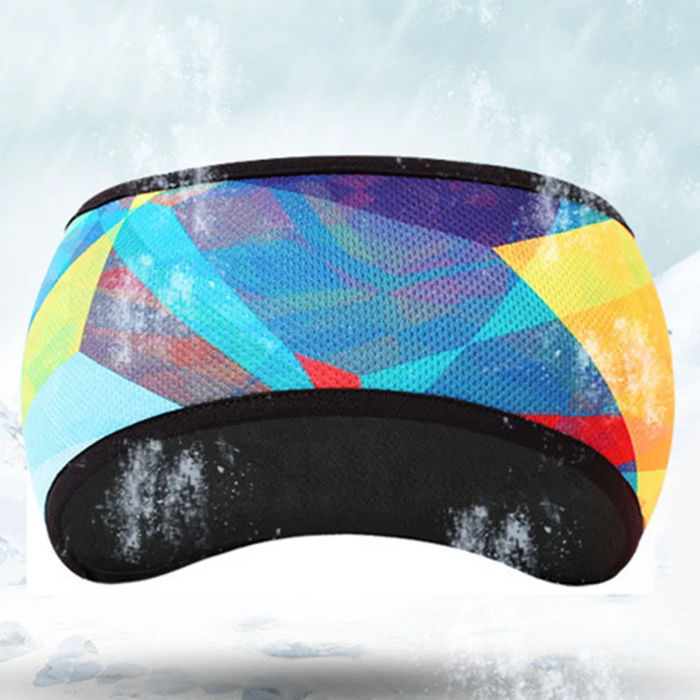 Fleece Headband Colorful Rhombus Pattern Winter Wrap For Cycling Skiing Running Sports Ear Warmer Stretchy Sweatband