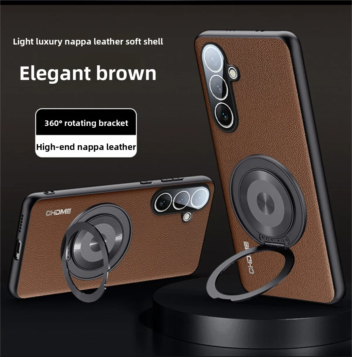Für Magsafe Leder-Kameralinsen-Schutzfolie Handyhülle für Samsung Galaxy S26 Ultra Plus S25 Edge Magnetischer Ring-Ständer Cover