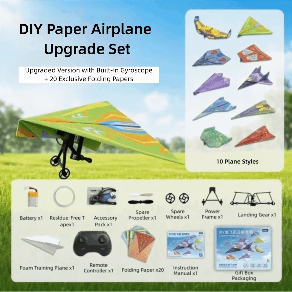Dual Propellers RC Paper Airplane Foldable Design Built-in Gyroscope Electric Remote Control Plane Stable Lightweight