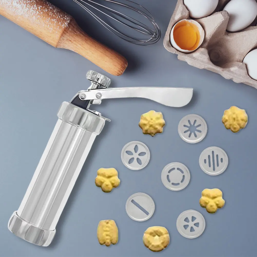 Cookie Press Gun Set with 10/20 Cookie Discs and 4 Nozzles Biscuit Press Cookie Gun Set Cookie Press Machine DIY Cookie Maker