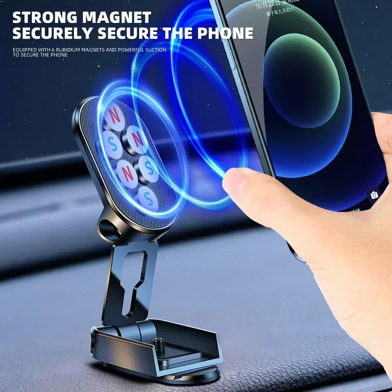 Luxury 720° Rotating Metal Folding Magnetic Car Phone Holder For Skoda Octavia Rapid Kodiaq Karoq Fabia Kamiq Superb Derivative - view 3