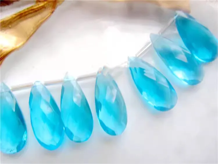 2Pieces loose beads london blue color quartz drop pear faceted 8*20mm for DIY jewelry making  FPPJ wholesale nature gemstone