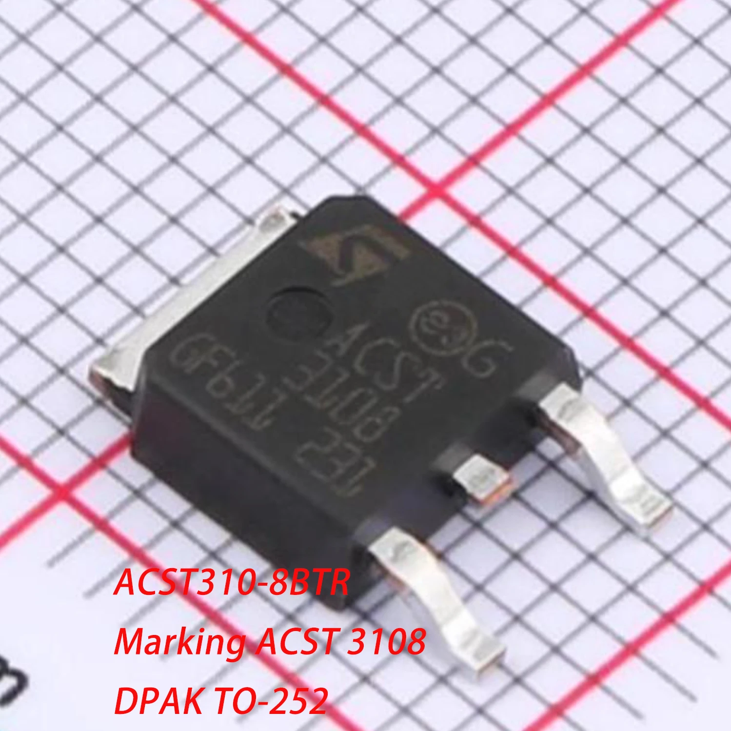 10Pcs Acst310-8Btr Marking Acst 3108 Dpak To-252 New Original Overvoltage Protected Ac Switch Triac Sens Gate 800V 3A Acst310-8B