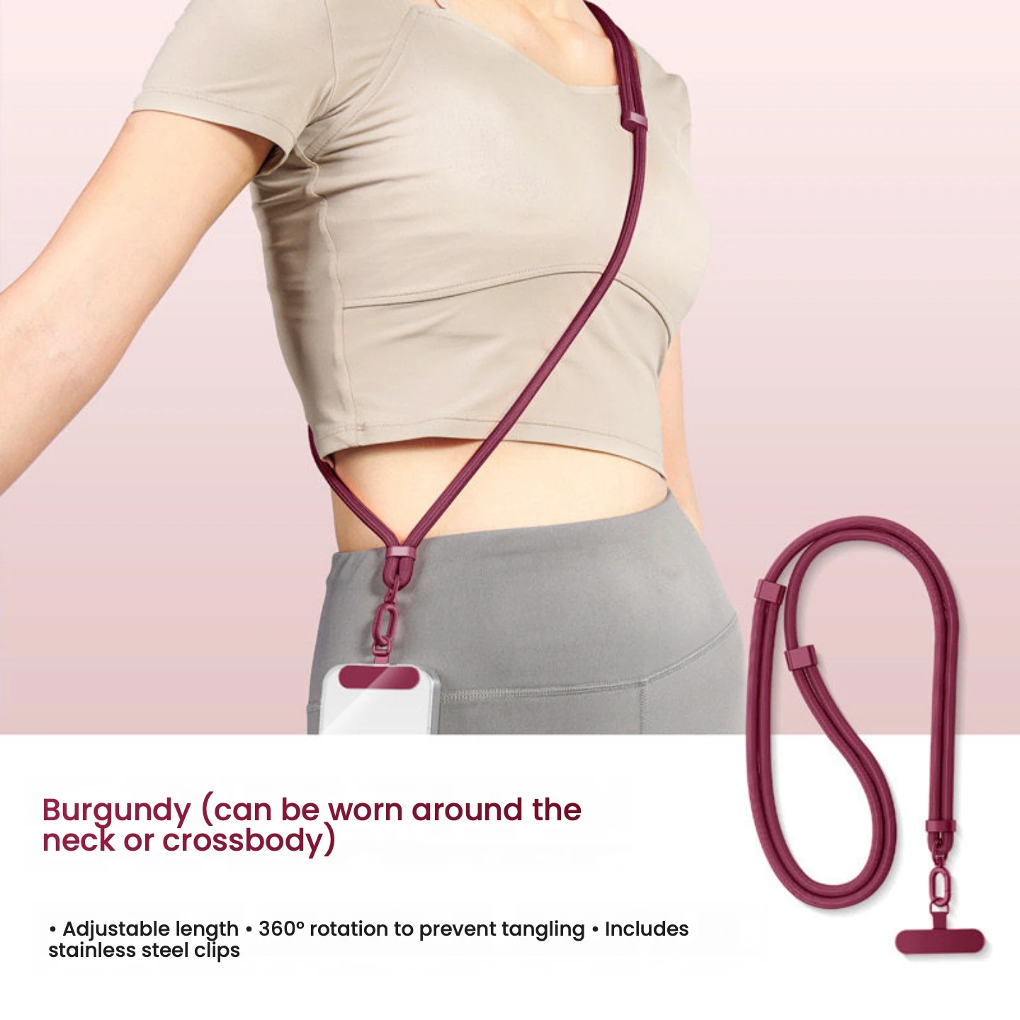 Premium 2-in-1 Outdoor-Handy-Lanyard: Verstellbarer Umhänge-/Halsgurt mit sicherem Metallanker – Anti-Verlust-Schulter-/Halskette – Detail 8