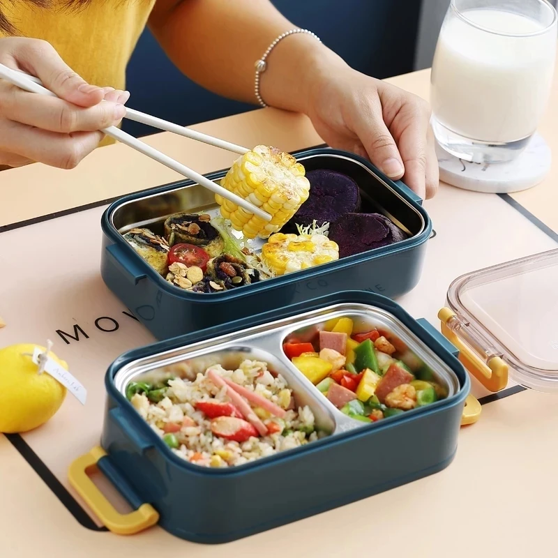 Office Picnic Bento Box Stainless Steel Portable Bento Lunch Box For Kids School Children Salad Fruit Food Storage Container Box