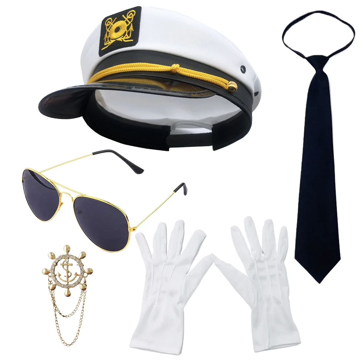 Festival Party Cosplay Marine-Kapitän Verkleidungs-Kostüm Zubehör Matrosen-Rollenspiel Hut-Set – Detail 10
