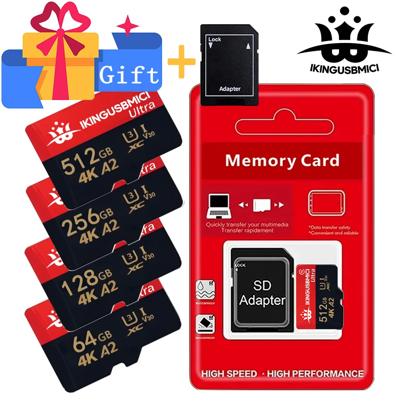 Cartão de Memória e Cartão Micro SD, Cartões SD, Cartões TF, Transferência Rápida Classe 10 Avançada 16GB/32GB/64GB/256GB para Câmera de Segurança
