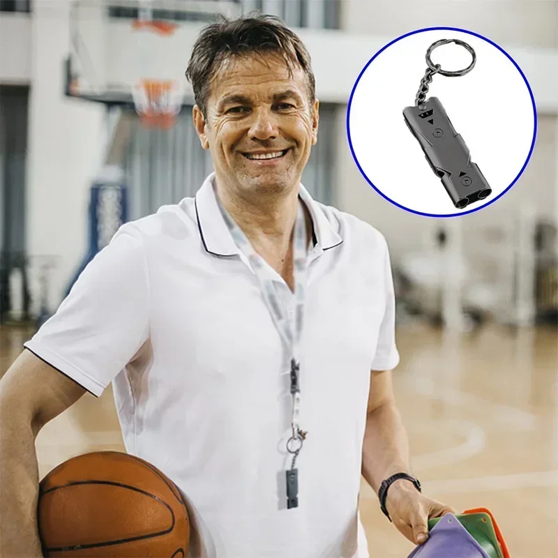 Alumínio portátil liga apito, salva-vidas emergência SOS segurança Survival Tool, Survival Gear Molle, tubo duplo, 180 db