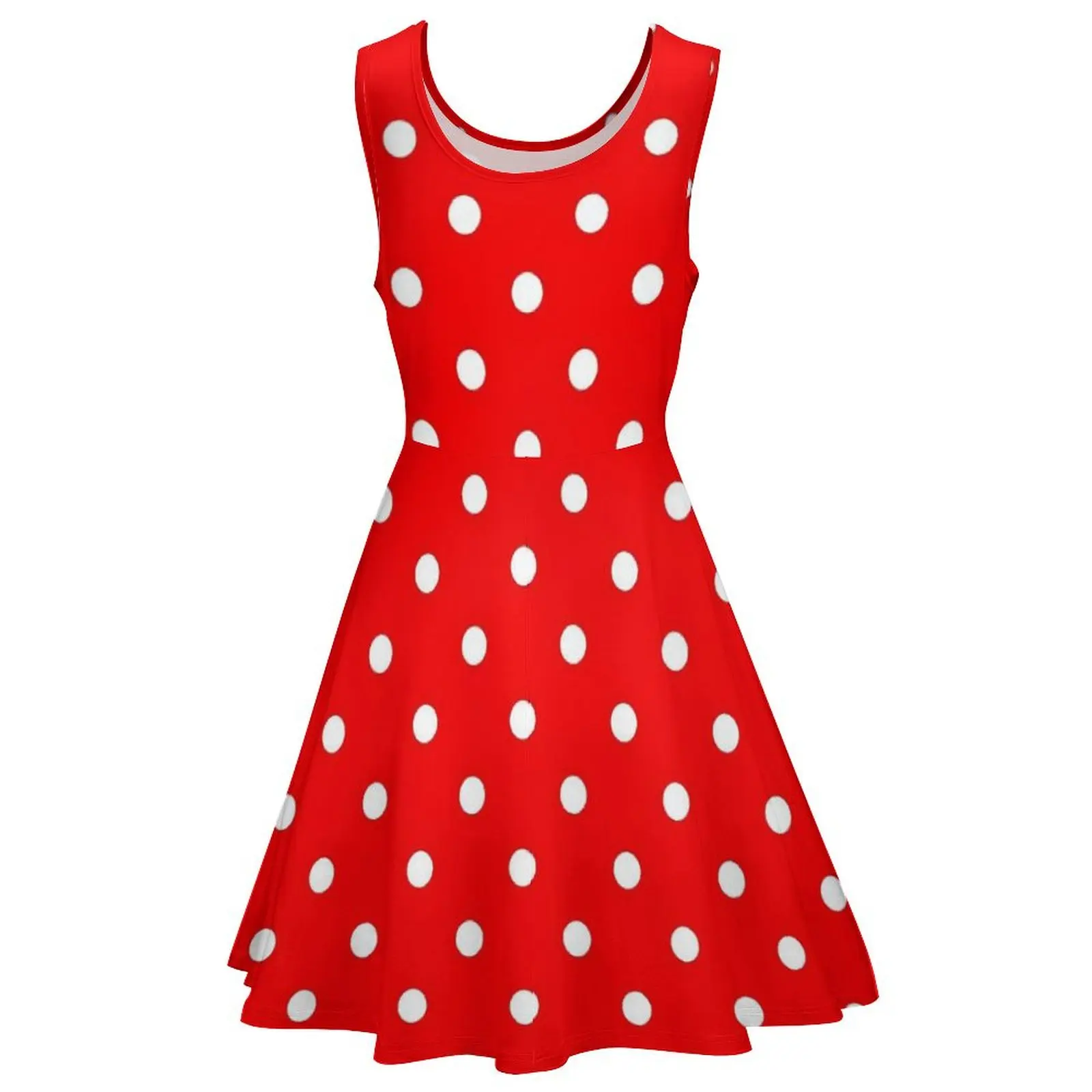 Retro Polka Dots Dress Red And White Vintage Dresses High Waist Casual Skate Dress Woman Design Vestidos Birthday Present