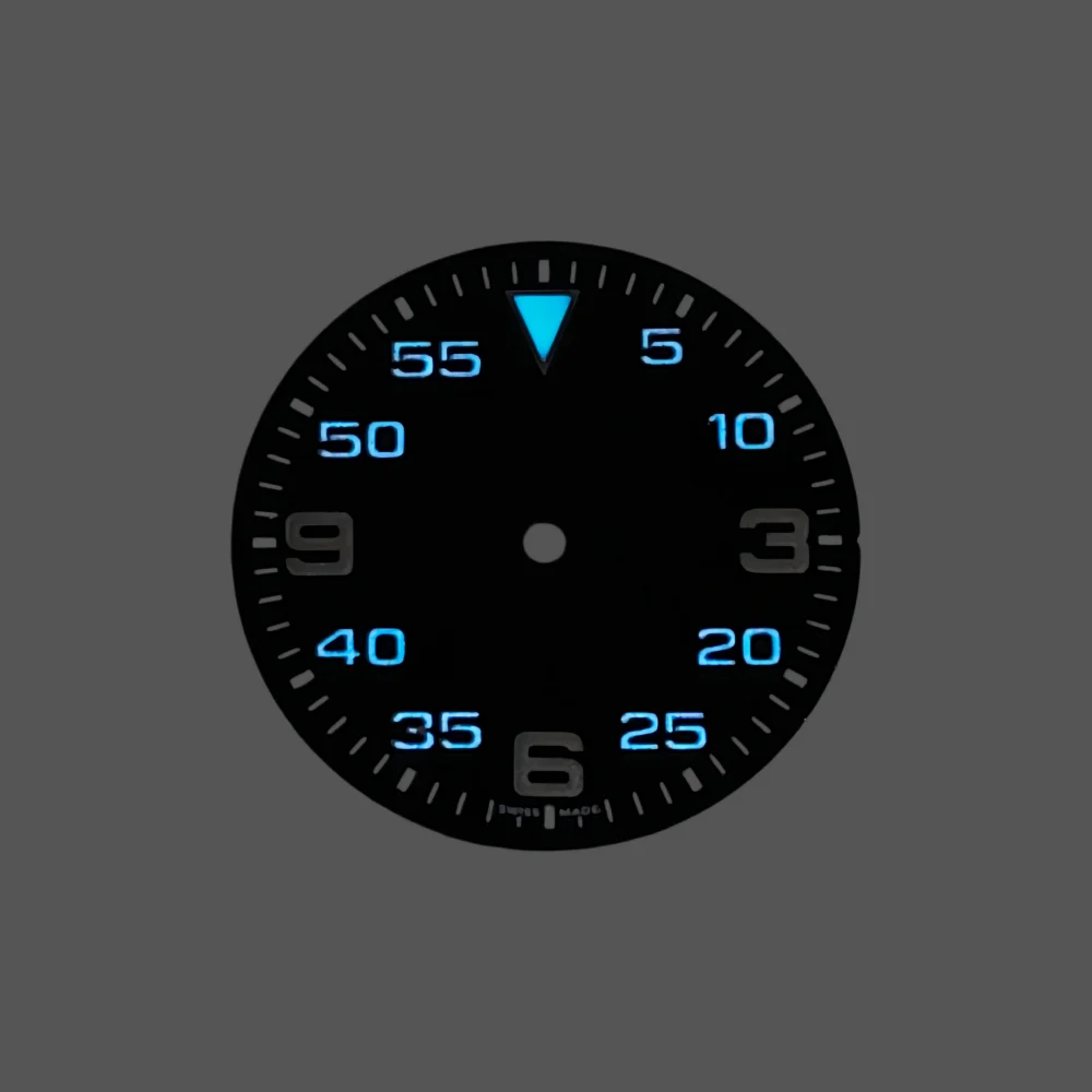 28.5mm/31mm Dial NH35 Movement , BGW9 Ice Blue Glowing Suitable for DIY Modification Accessories of NH35/NH36 Mechanical Watches