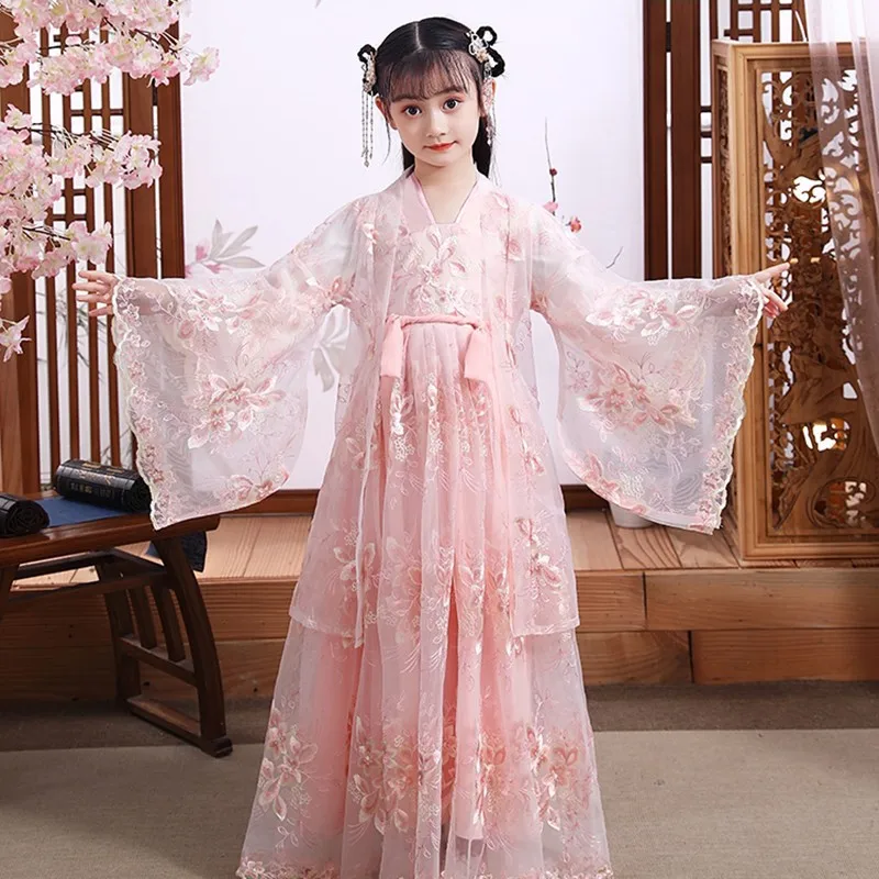 

Girls Chinese Style Dress Modern Hanfu Halloween Fairy Kids Clothes Vestidos Traditional Cosplay Children Costume Girls Dresses