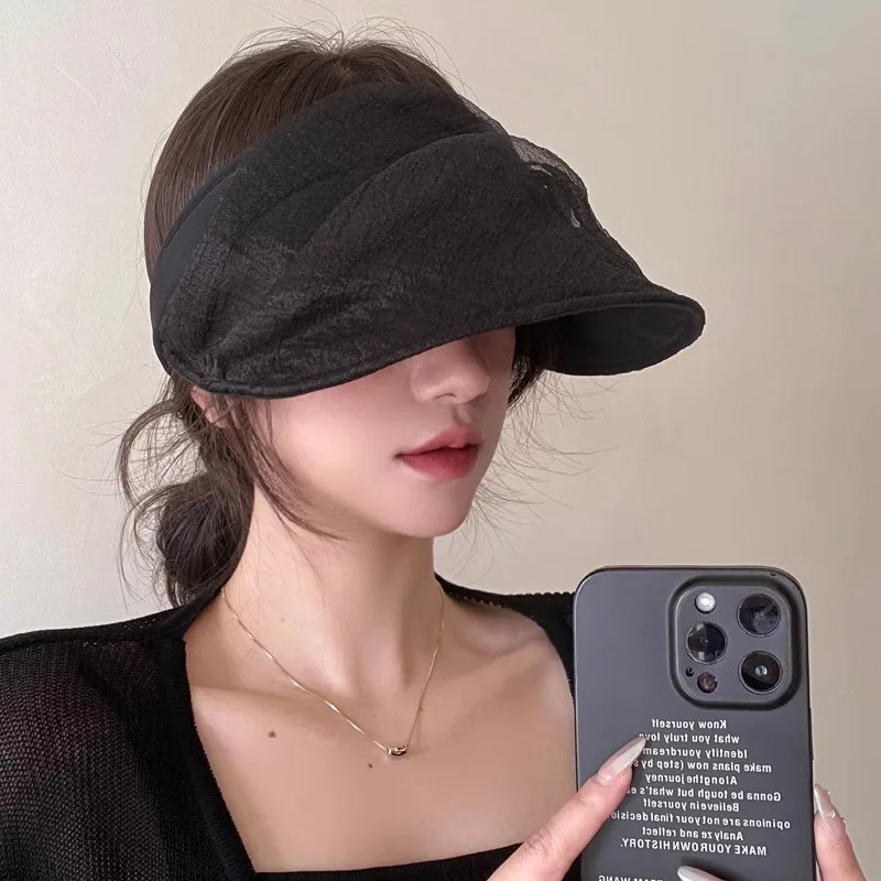 2026 New Soft Organza Empty Top Sun Hat For Women Summer Uv Protection Breathable Mesh Visor Cap Elegant Outdoor Daily Wear Beac