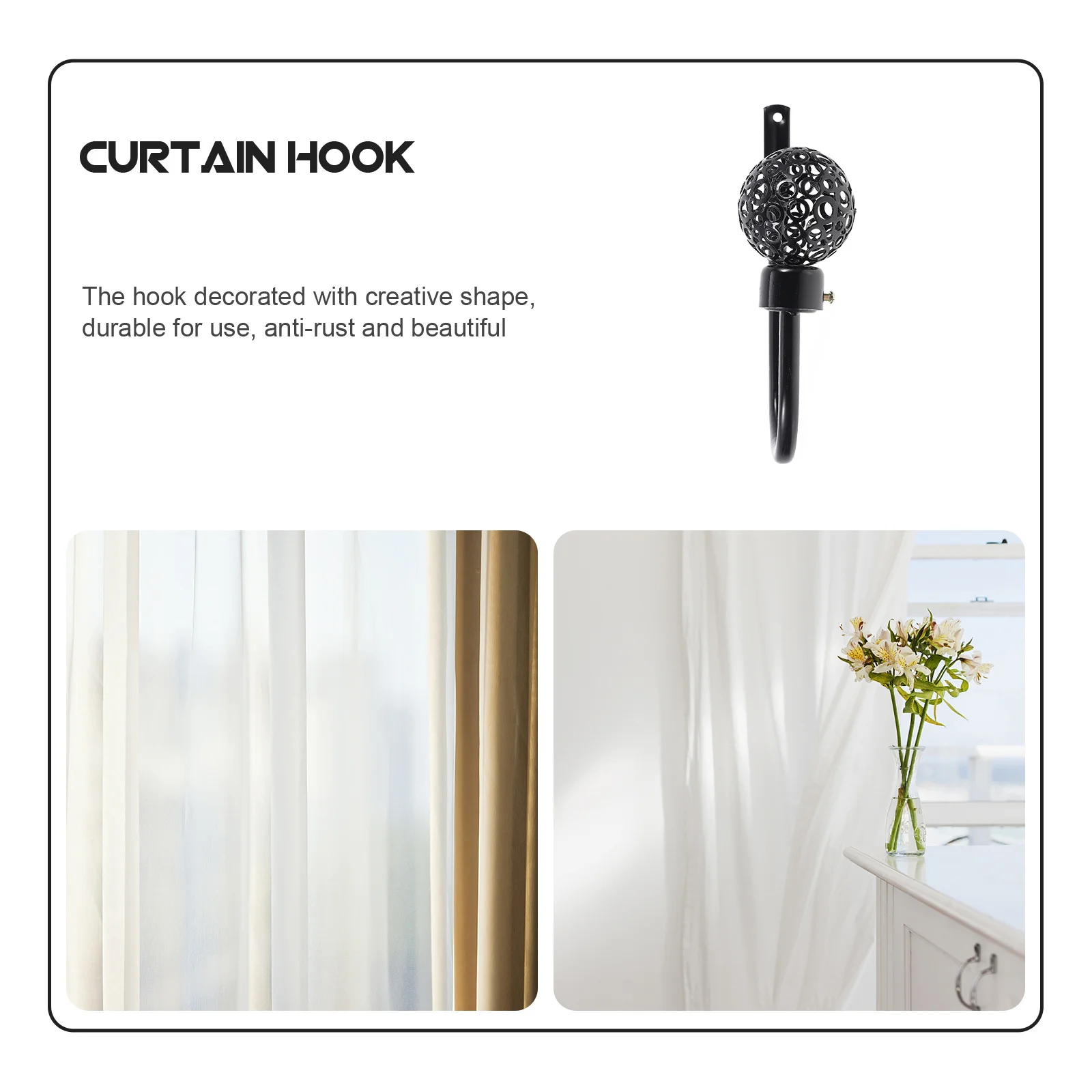 

Tieback Hooks Iron Wall Mounted Drapes Holders For Living Room Bedroom Window Decor U Curtain Hook Shaped