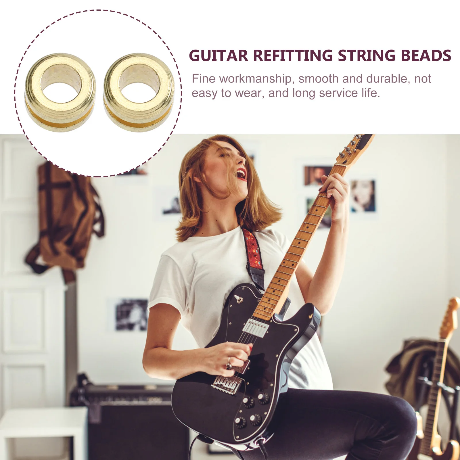 

10pcs Durable Zinc Alloy String Beads Replacement Folk Guitar Accessories Wood Parts Refitting String Beads For Guitar Repair