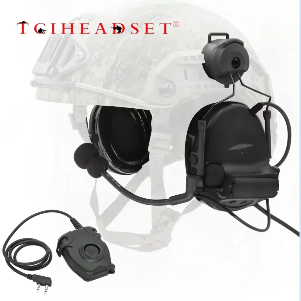 TACSKY 2 Tactical Headset with U94 PTT 2pin，for Airsoft，hunting，outdoor，Noise Canceling Headphones