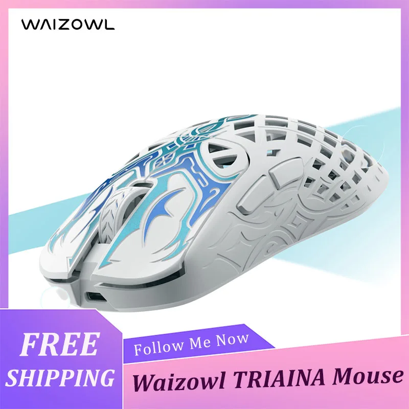 Waizowl TRIAINA Wireless Gaming Mouse PAW3950 Sensor 8K Polling Rate N54L15 Chip 20000FPS Tracking Ultra Low Latency Lightweight
