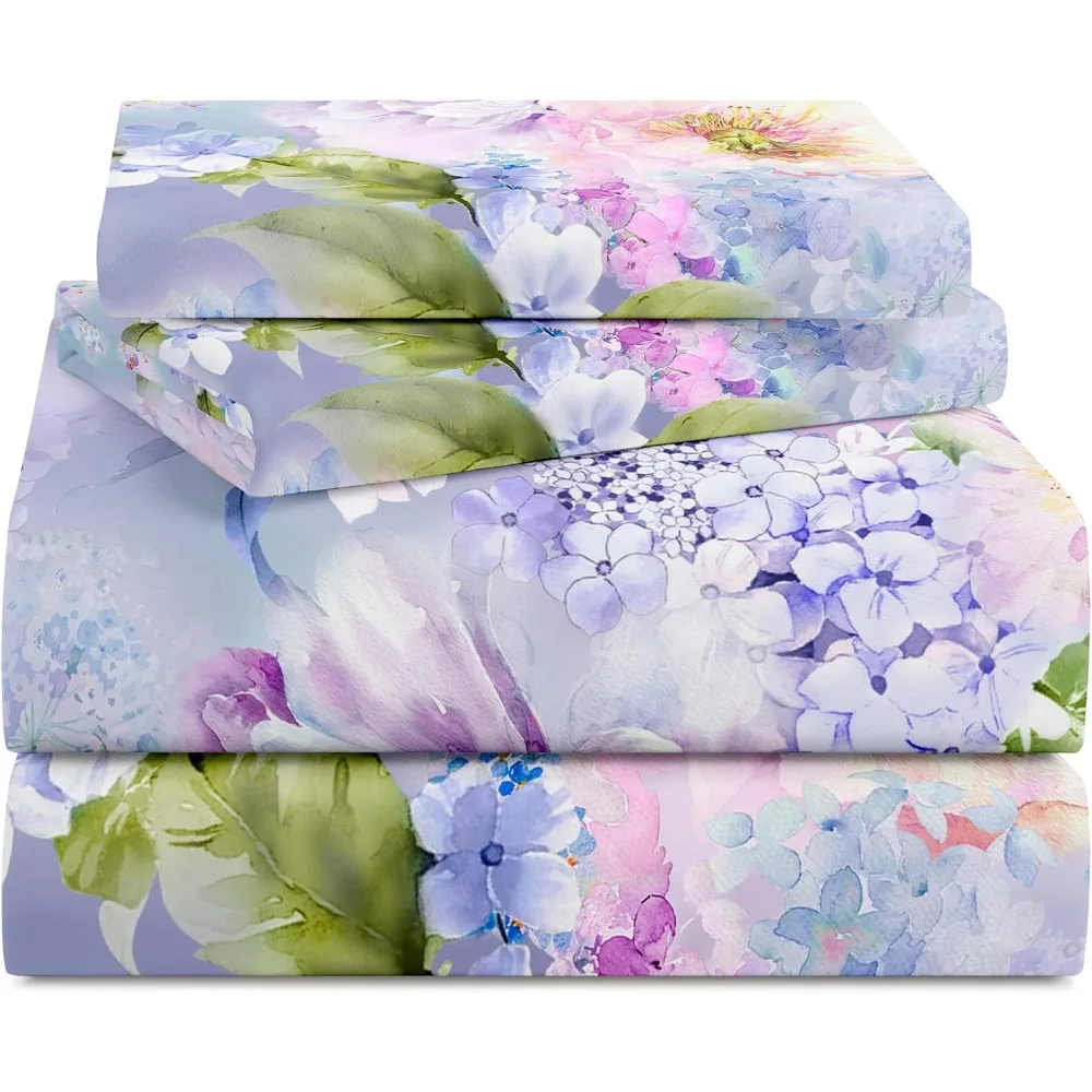 

Роскошный комплект простыней Queen из микрофибры с двойной начесом и цветочным узором для очень мягкости