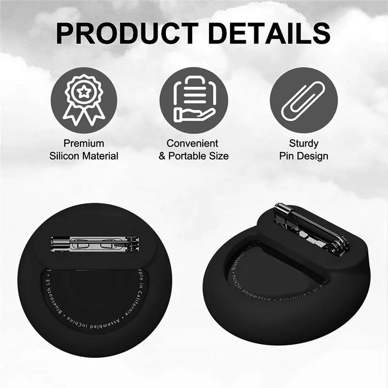 A13E-For Airtag Case With Safety Pin For Children Elderly Tracker Cover Inside Clothes Shoes Backpack White
