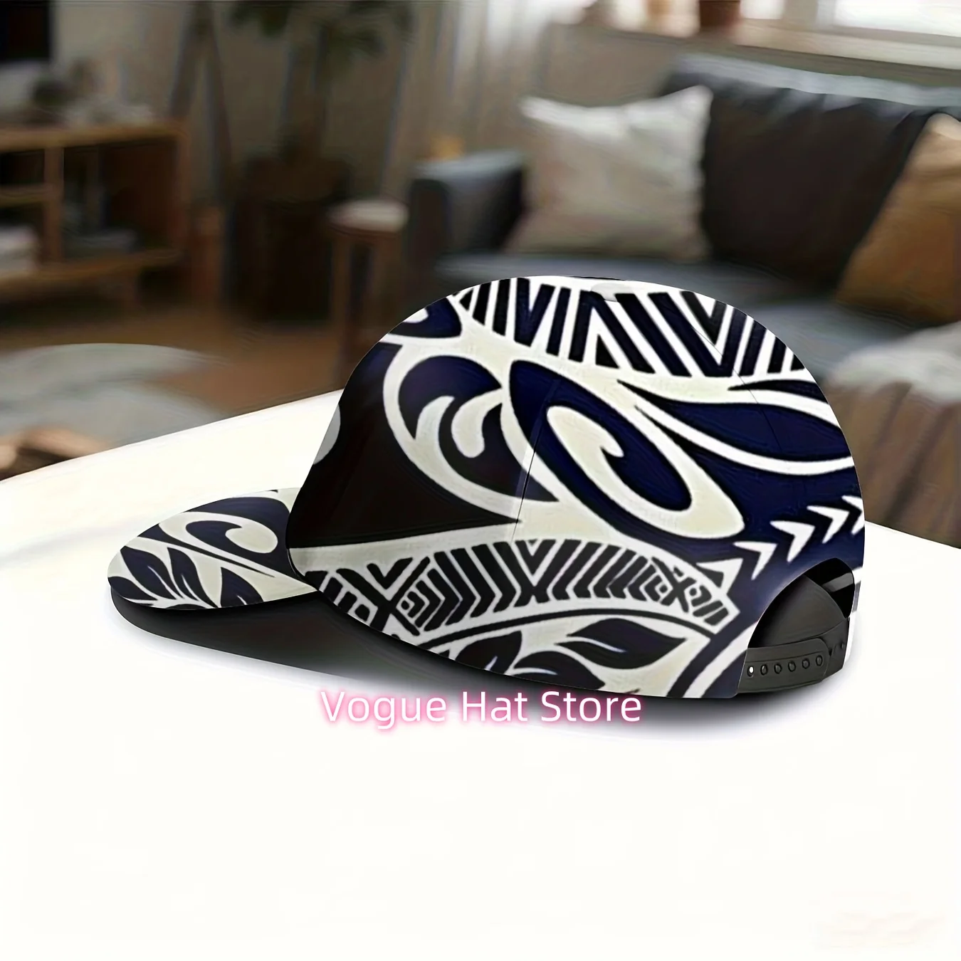 Men's & Women's (unisex) Polynesian Tattoo Print Hawaiian hat - Full-Body Tribal Tattoo Design with Hawaiian Patterns, Adjustabl