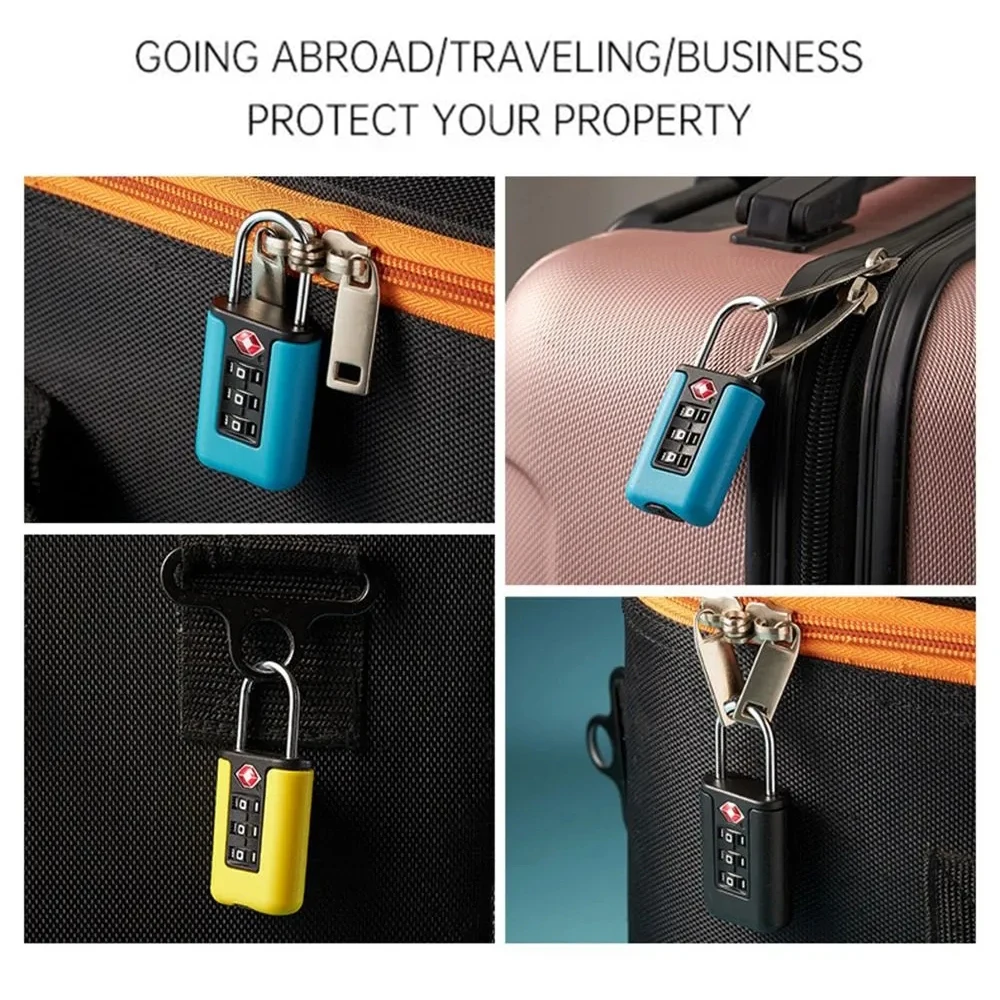 Customs Code Lock for Travel Luggage Password Changeable Black Lock Contrast Design Padlock 3 Digit Combination Lock