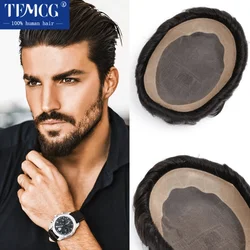 Mono Men Toupee 100% Human Hair Male Wig 130% Density Durable Male Hair Prosthesis Toupee Men Replacement System Wigs For Men